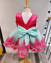 Pre-Order: Pink/Sea Green Waistline Embellished Dress