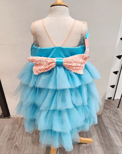 Pre-Order: Blue Dress with Satin Yoke