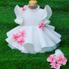Pre-Order: White Neoprene Dress with pink flowers