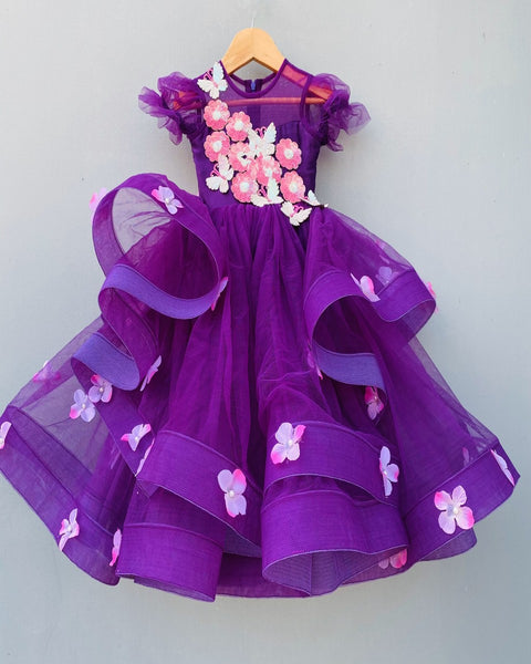 Pre-Order: Purple Embellished Dress with detachable bow