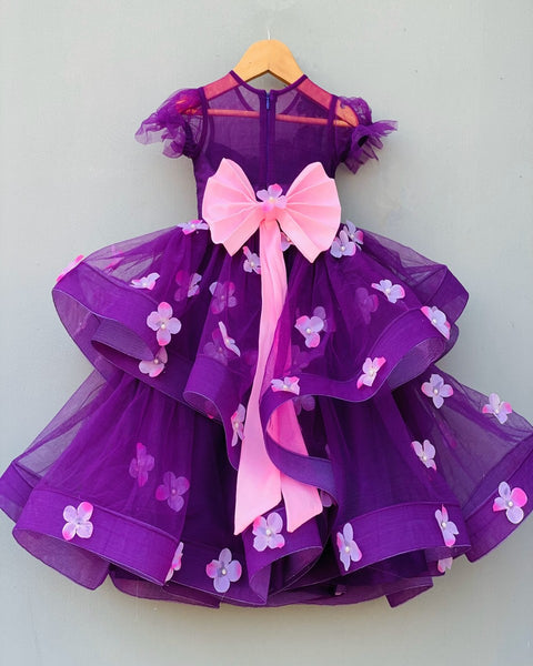 Pre-Order: Purple Embellished Dress with detachable bow