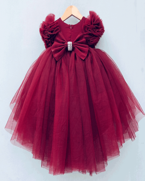 Pre-Order: Maroon Butterfly High Low Dress