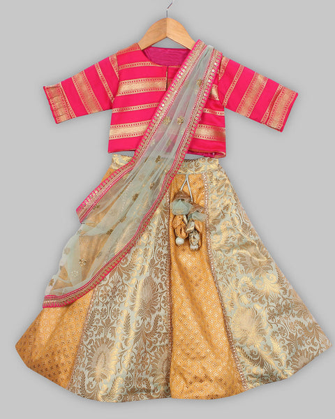 Pre-Order: Pink Brocade Choli Lehenga with dupatta