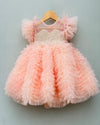 Pre-Order: Peach Hand Embellished Pearl Body Feather Dress