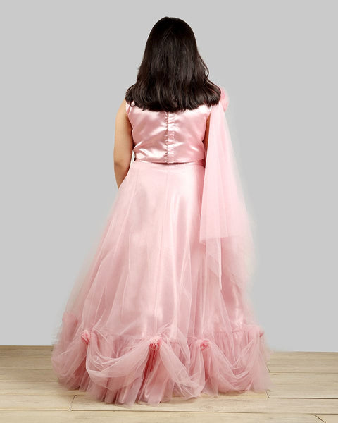 Pre-Order: Old Rose Ghagra Choli with Embellishment on chest