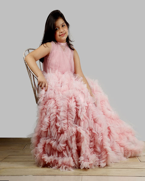 Pre-Order: Old Rose Gown with Frill Ghera