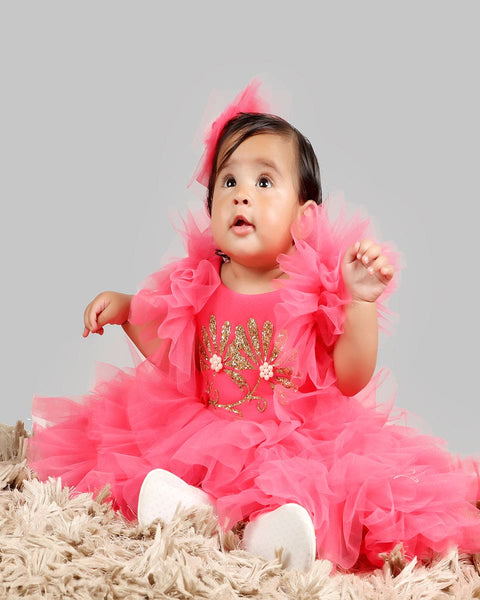 Pre-Order: Pink Gown with Frill sleeves and Ghera