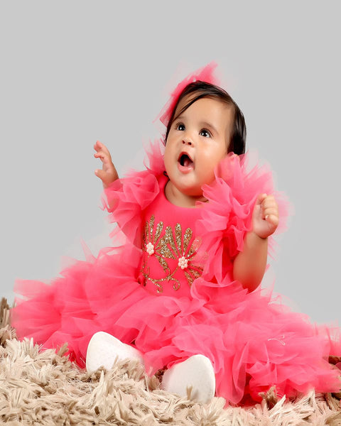 Pre-Order: Pink Gown with Frill sleeves and Ghera