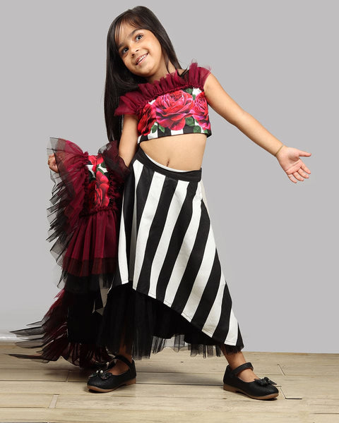 Pre-Order: Printed Ghagra Choli with Frilled Dupatta