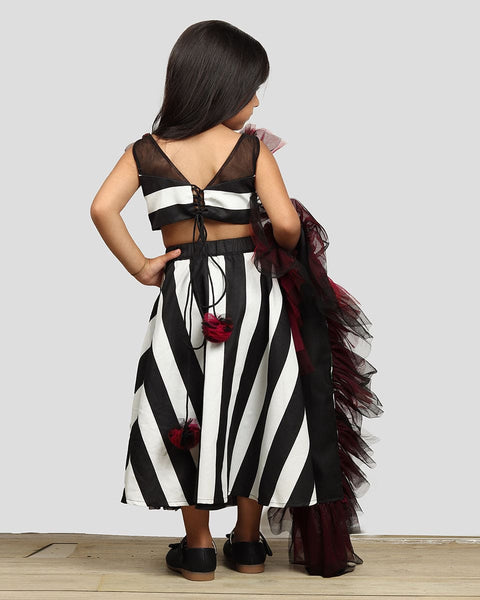 Pre-Order: Printed Ghagra Choli with Frilled Dupatta