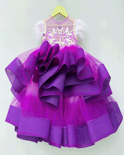 Pre-Order: Purple Yoke embroidered Gown