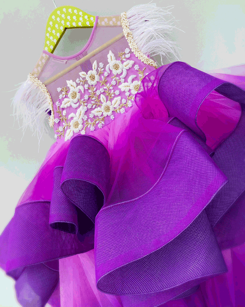Pre-Order: Purple Yoke embroidered Gown
