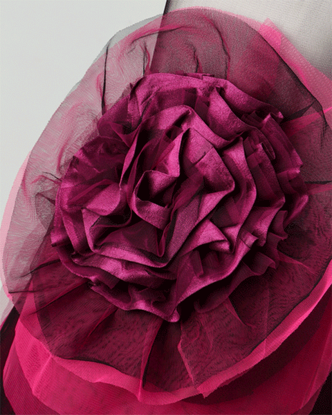 Pre-Order: Girls Sleeveless and Layered Party gown in Shaded Net with a Flower -Purple