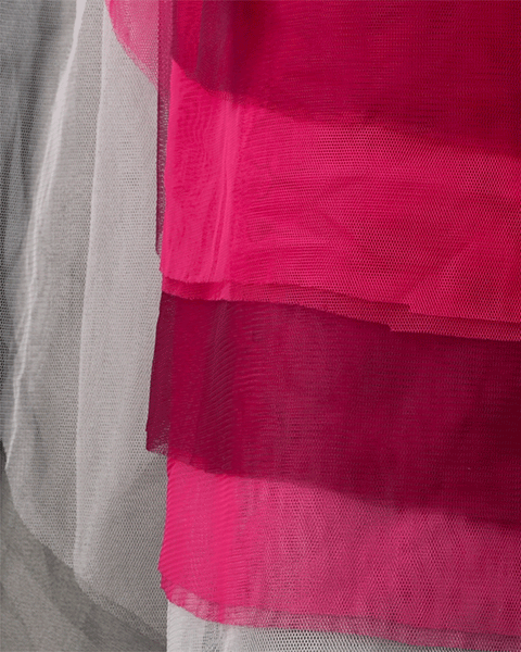 Pre-Order: Girls Sleeveless and Layered Party gown in Shaded Net with a Flower -Purple