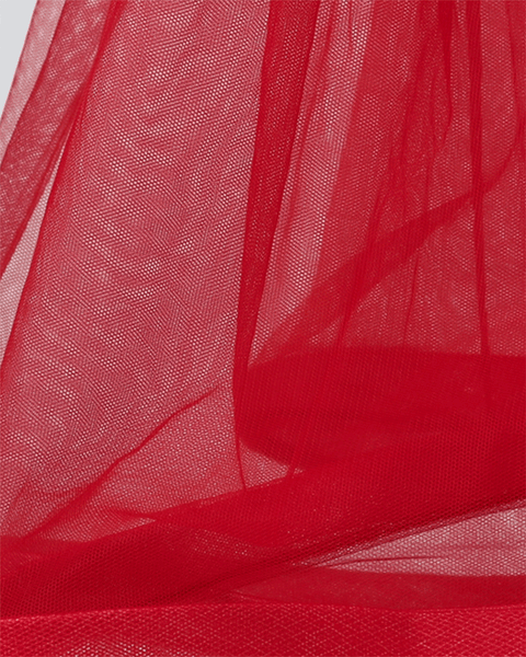 Pre-Order: Flared Scuba and Net Gown with Sequin Embellishment -Red