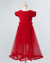 Pre-Order: Flared Scuba and Net Gown with Sequin Embellishment -Red