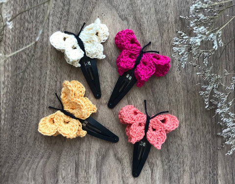 Butterfly Snap Clips -Combo - Set of 4 (Off-White/Yellow/Pink/Peach)