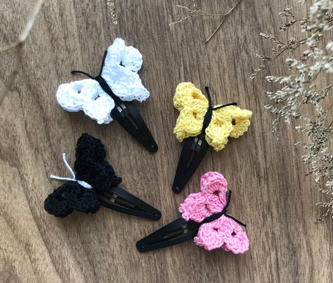 Butterfly Snap Clips -Combo - Set of 4(White/Pink/Black/Yellow)
