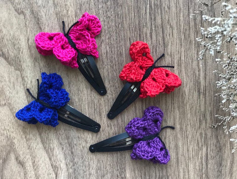 Butterfly Snap Clips -Combo - Set of 4(Pink/Blue/Red/Purple)