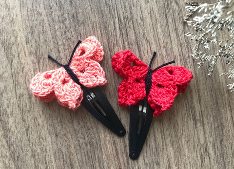 Butterfly Snap Clips -Combo - Set of 2(Peach/Red
