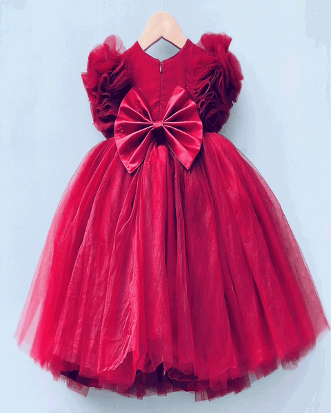 Pre-Order: Maroon Cutdana Yoke Dress