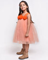 Pre-Order: Peach Flare Dress with orange flower