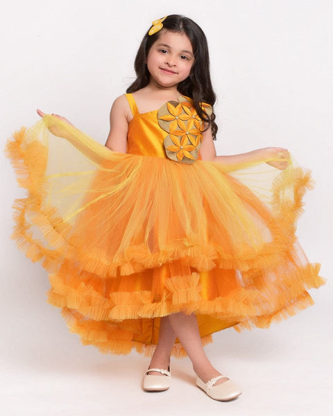 Yellow Flower Patch Flare net dress