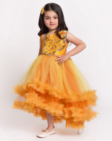 Yellow Flower Patch Flare net dress