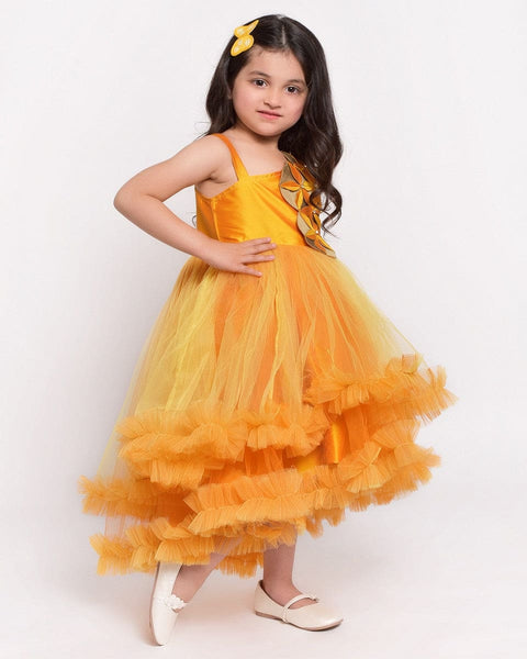 Yellow Flower Patch Flare net dress