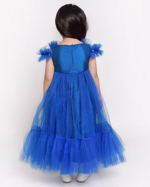 Royal Blue Flare Dress with Sliver Belt