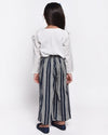White Frill Top with Navy Stripe Cullote