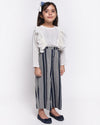 White Frill Top with Navy Stripe Cullote