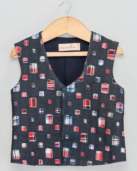 Pre-Order: Denim Jacket with Off-White Shirt Style Kurta and Churidar