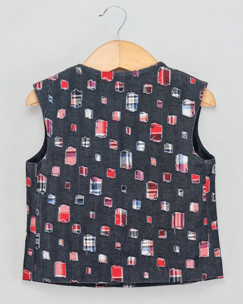 Pre-Order: Denim Jacket with Off-White Shirt Style Kurta and Churidar