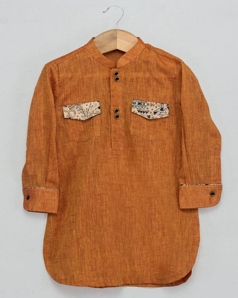 Pre-Order: Mustard Pathani with Katha Print Patiala