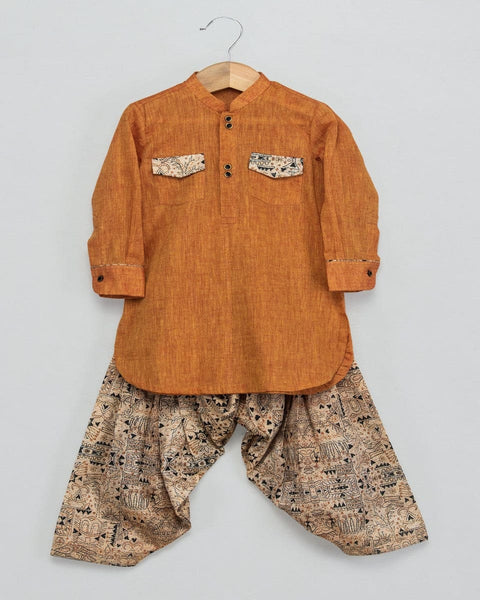 Pre-Order: Mustard Pathani with Katha Print Patiala