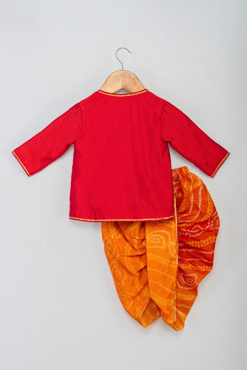 Pre-Order: Chiken Booti Angarkha with Bandhej Dhoti