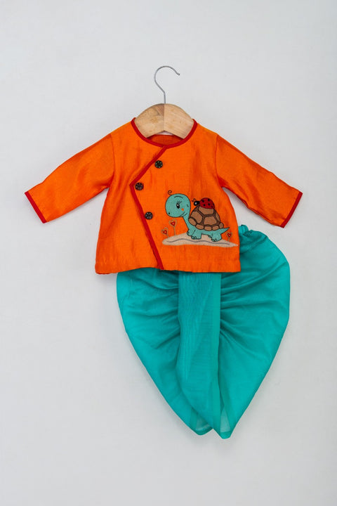 Turtle Angarkha with Sea Green Dhoti