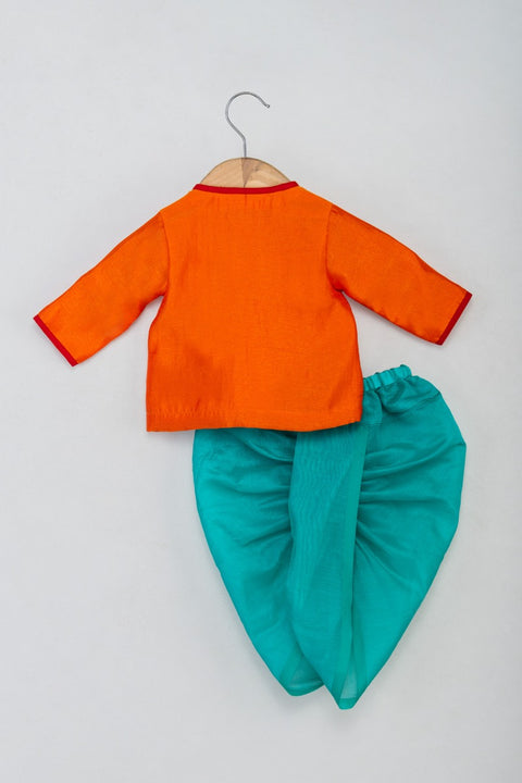 Turtle Angarkha with Sea Green Dhoti