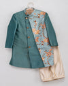 Pre-Order: Blue Floral Sherwani with Straight Pants