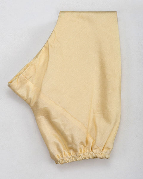 Pre-Order: Yellow Bandhej Jacket Set with a Brooch and Cream Kurta Churidar