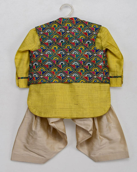 Pre-Order: Gujrati Print Jacket with Green Pathani and Patiala
