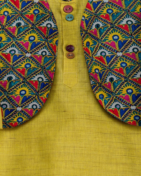 Pre-Order: Gujrati Print Jacket with Green Pathani and Patiala