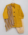 Pre-Order: Golden Yellow Kurta with Printed Stole with Churidar
