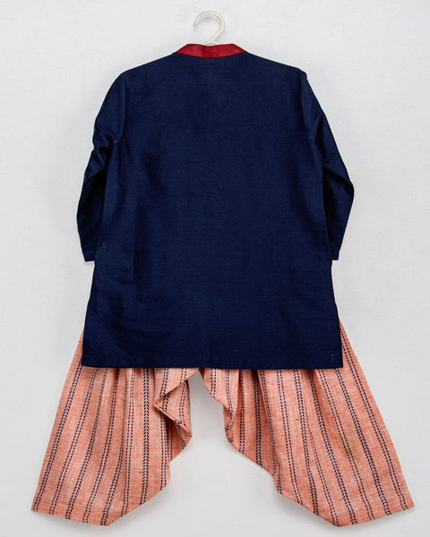 Pre-Order: Navy Blue Kurta with Peach Patiala