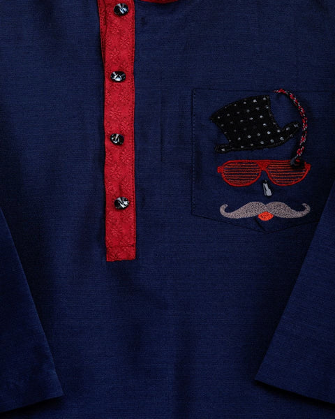 Pre-Order: Navy Blue Kurta with Peach Patiala