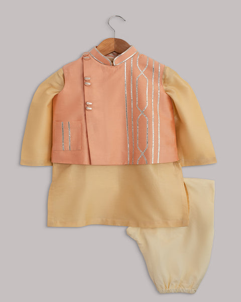 Pre-Order: Peach Yellow Gota Jacket Set