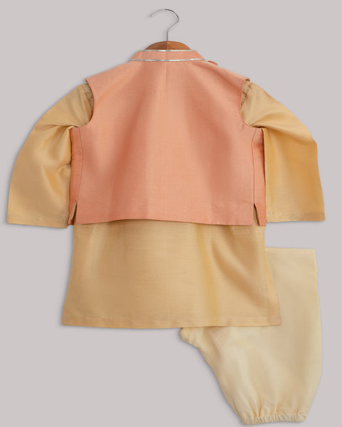 Pre-Order: Peach Yellow Gota Jacket Set