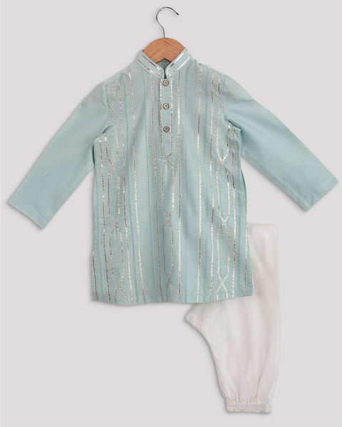 Pre-Order: Powder Blue Gota Kurta Set