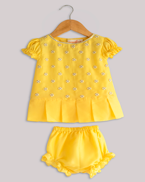 Pre-Order: Yellow Moti Booti Top with Yellow Bloomers
